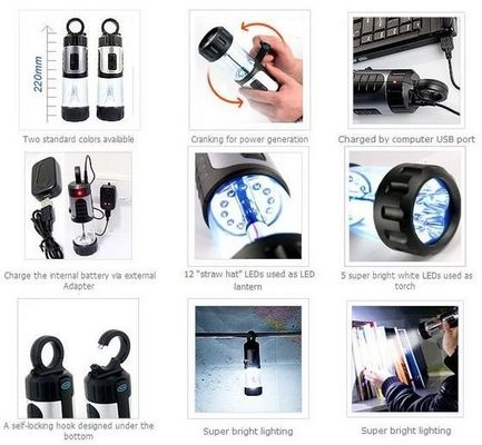 LED のランタンとして使用される再充電可能な内部トーチとして使用される電池の 5 極度の明るい白 LEDs および 12 麦わら帽子 LEDs