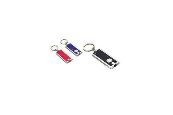 Lanterna elétrica portátil Keychains do diodo emissor de luz do botão de interruptor do brilho e do sinal acústico mini