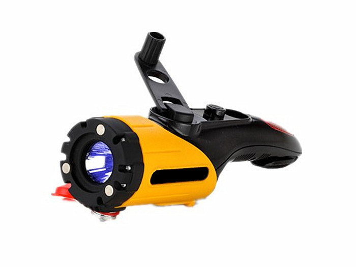 Portabel 2.5W cranking Dynamo Torch Led Senter Dengan Hammer, Cutter, Red Alarm